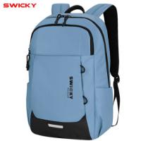 新款双肩包休闲背包大容量旅行出差包16英寸笔记本电脑包高中大学生书包 蓝色